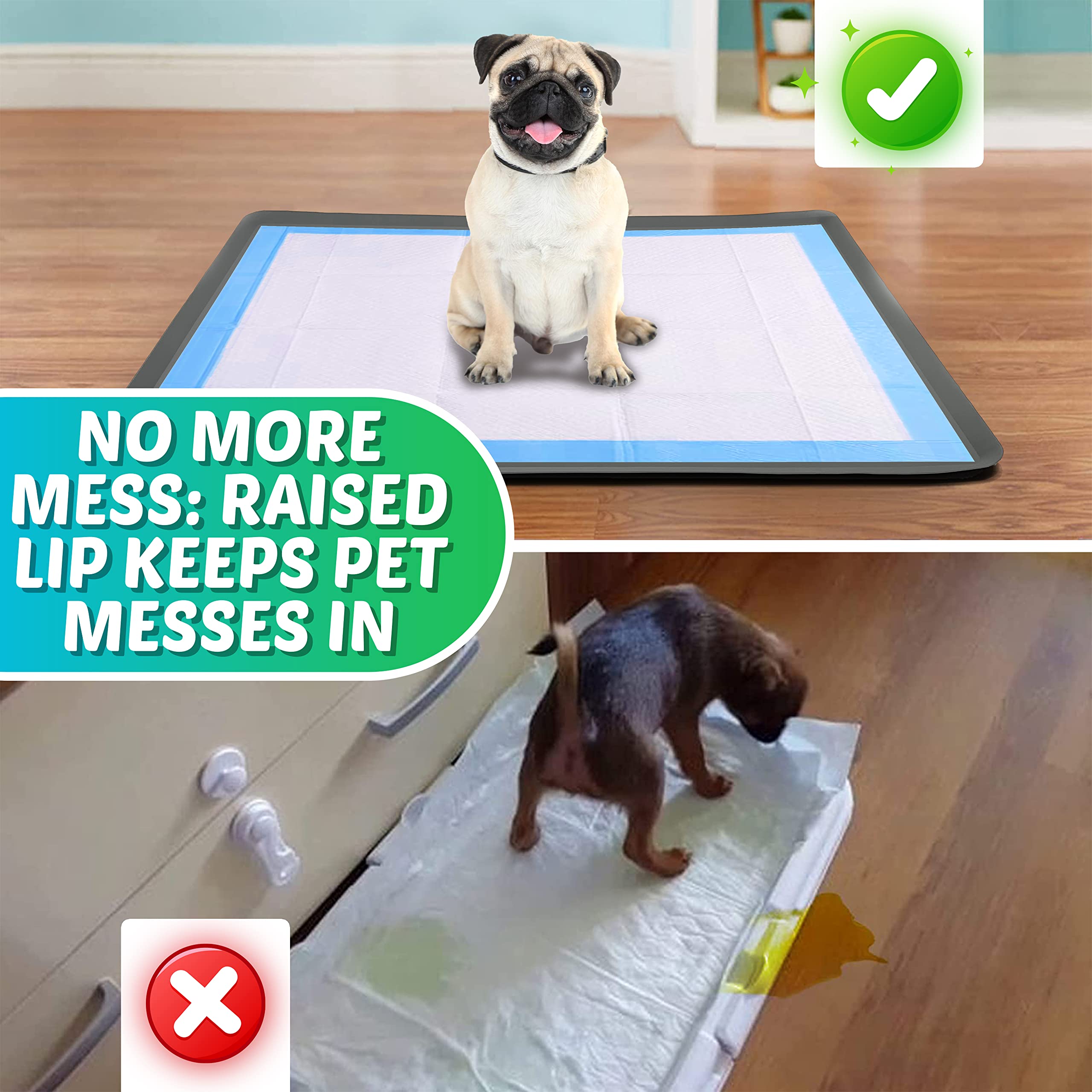 Skywin Silicone Pee Pad Holder, 30 X 36 Inch No-Spill, Leakproof, Easy-To-Clean Puppy Pad Holder (Grey)